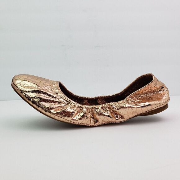 Lucky Brand Womens Sz 10 Rose Gold Snake Pattern Slip On Ballet Flats Shoes - Picture 2 of 13